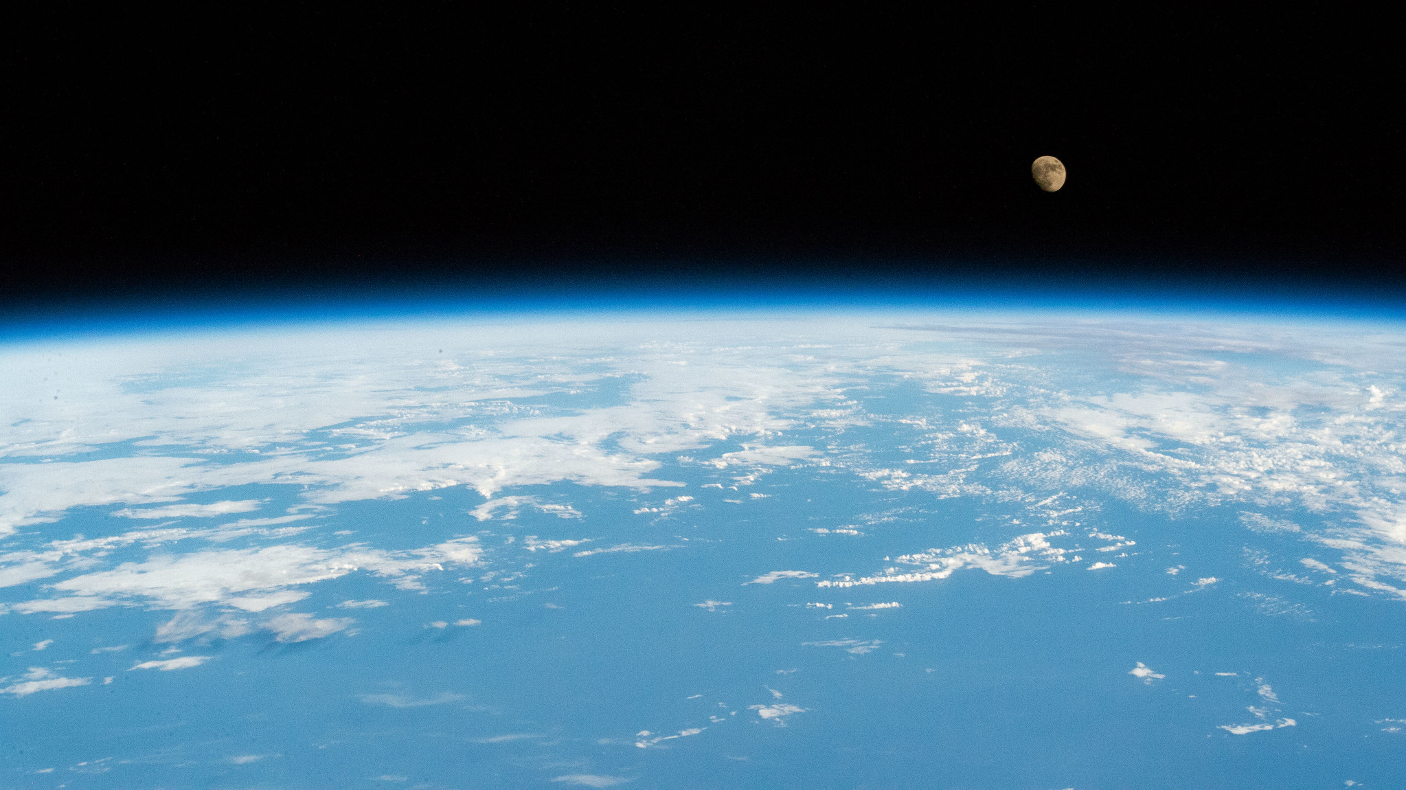 Space Station View: Waxing Gibbous Moon Above The Pacific Ocean